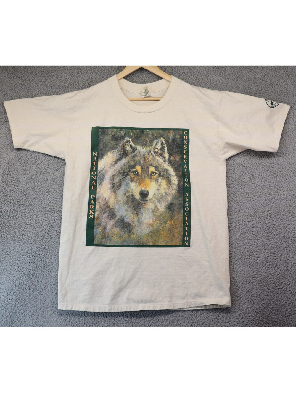Wildlife Conservation Shirt Men Large Single Stitch Vtg Wolf